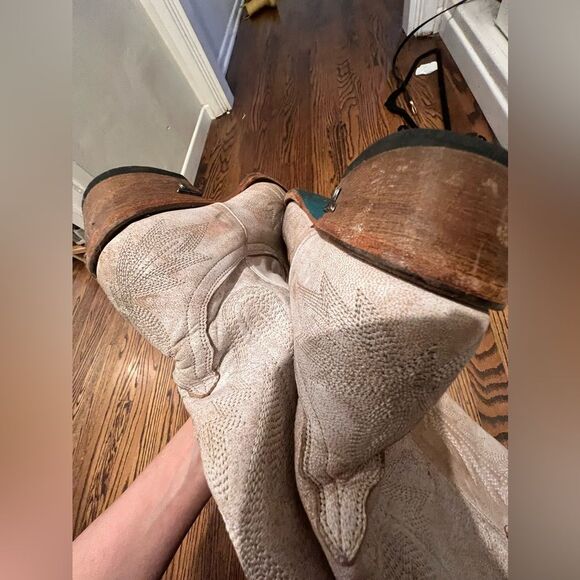 LANE BOOTS LEXINGTON BOOT IN CERAMIC CRACKLE sz 9 white distressed western - Picture 12 of 13